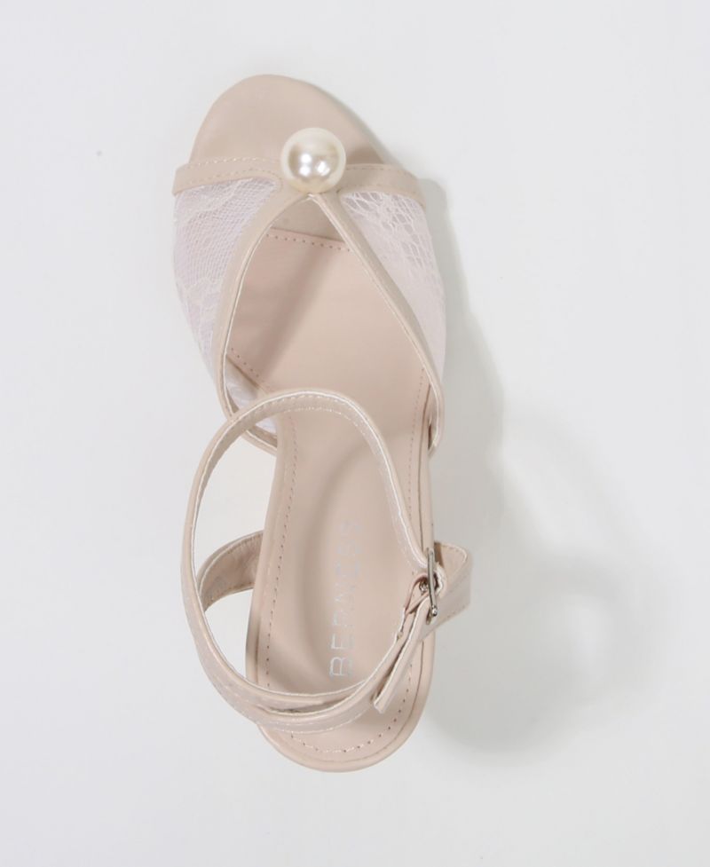 Julie Pearl Embellished Lace Stiletto Heel Sandals
