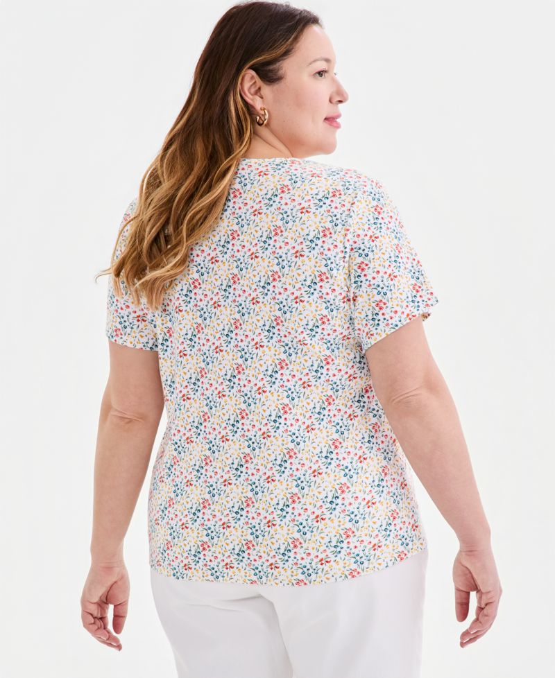 Petite Printed Short-Sleeve Scoop-Neck Top