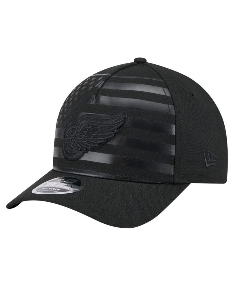 Men's Black Detroit Red Wings Game Day Stealth Flag 9FORTY A-Frame Adjustable Hat