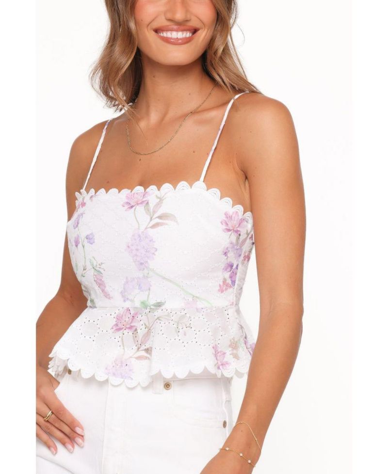 Women's Adams Floral-Print Square Neck Peplum Top