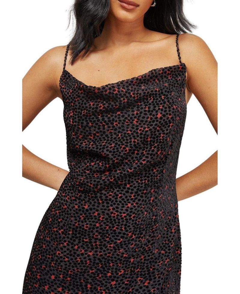 Women's Spot Devore Cowl Neck Maxi Dress.
