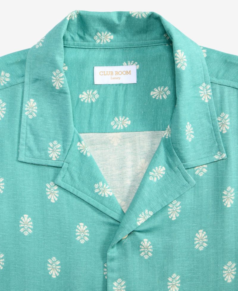 Men's Foulard-Print Silk Short-Sleeve Shirt