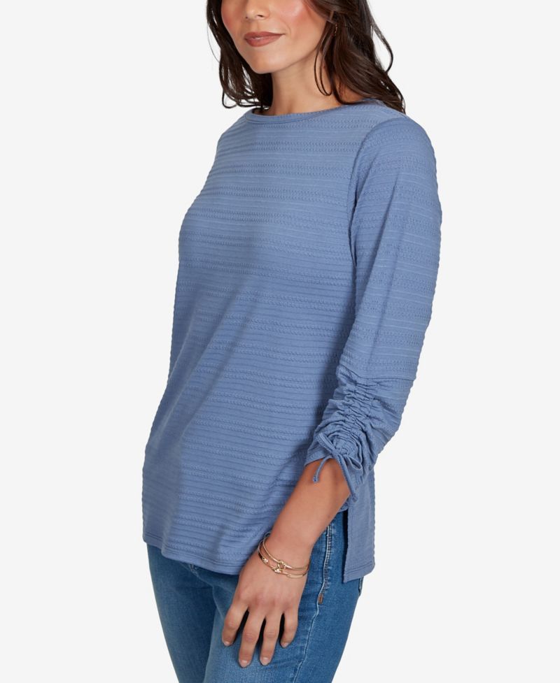 Petite Ottoman 3/4-Sleeve Boat Neck Top