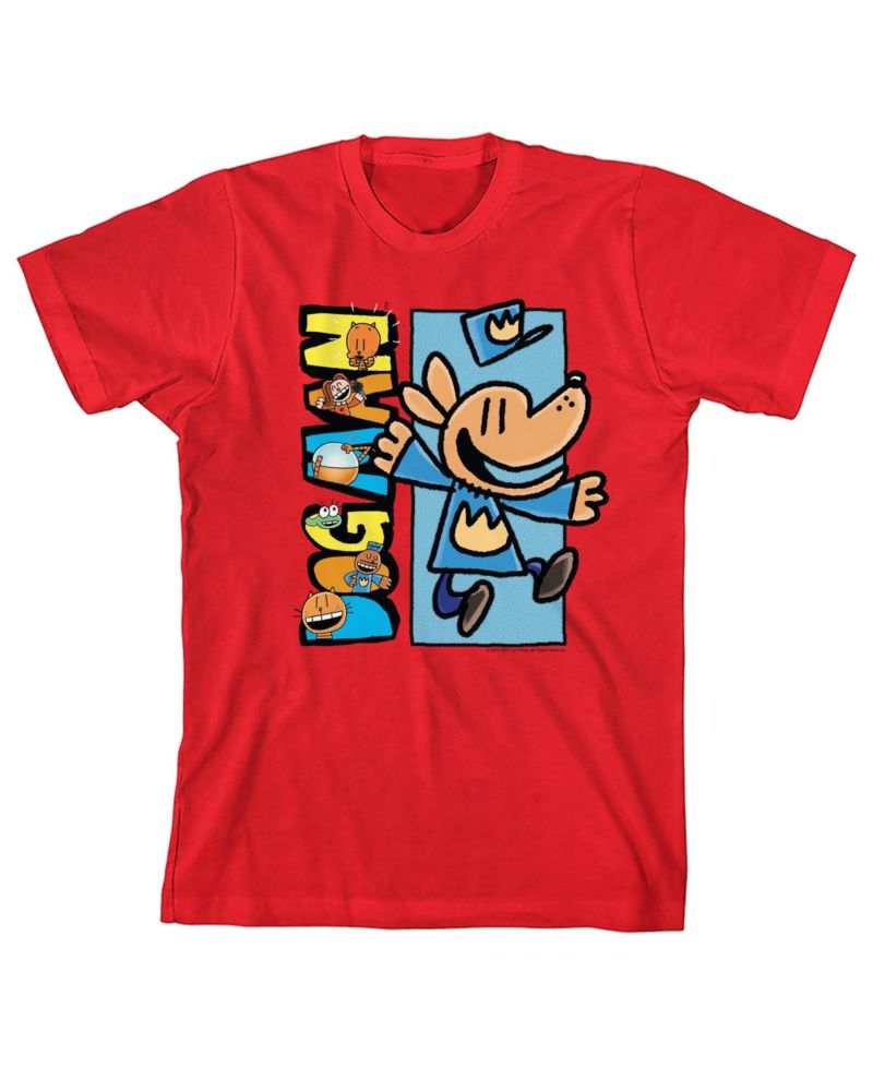 Characters Inside Logo Youth Red Crew Neck Short Sleeve T-shirt -XS