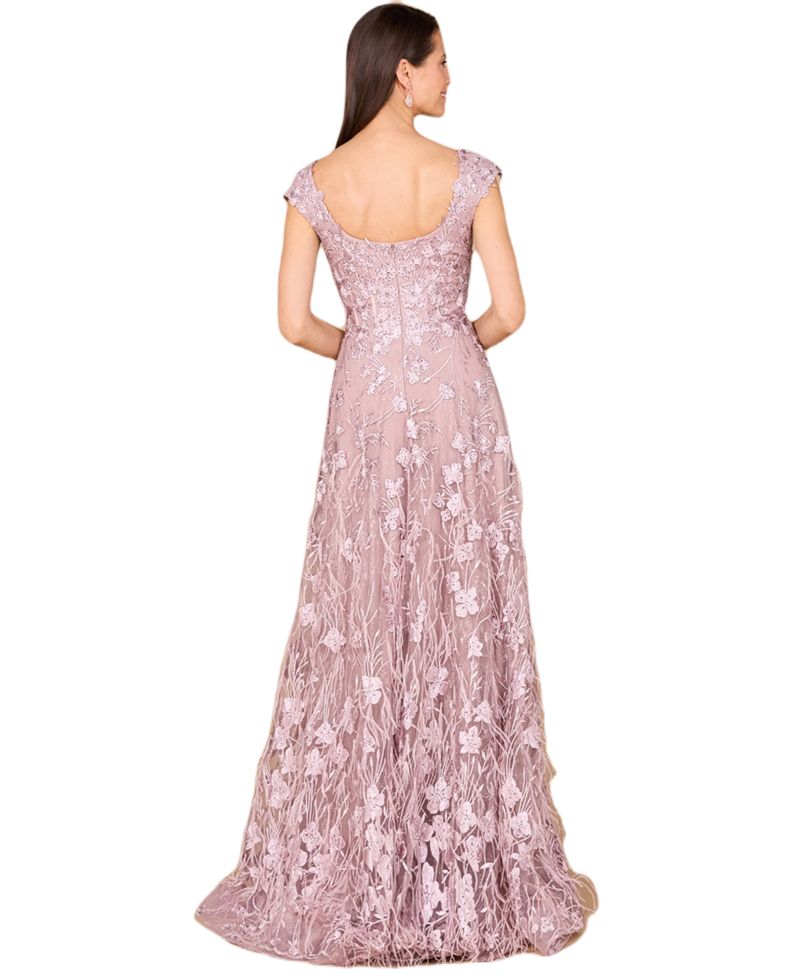 Women's Cap Sleeves, A-line Dress with Feathers