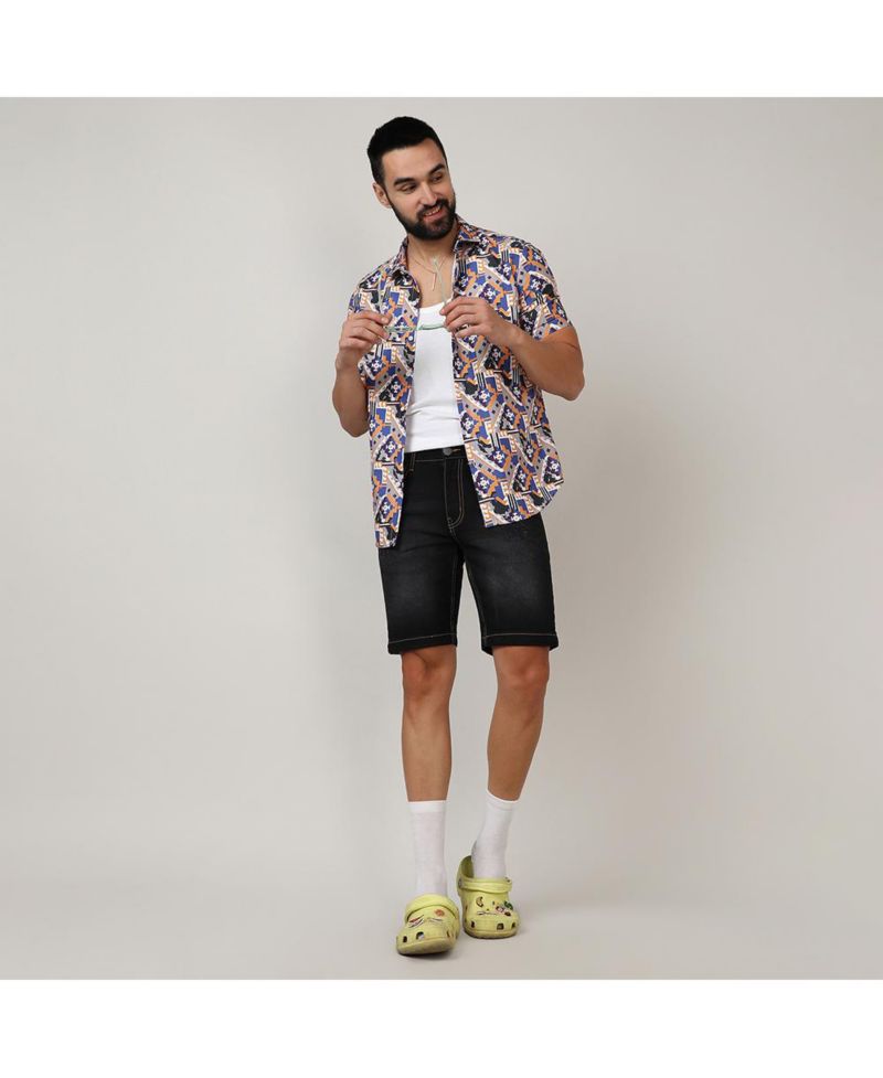 Men's Sienna Brown & Indigo Blue Bohemian Shirt
