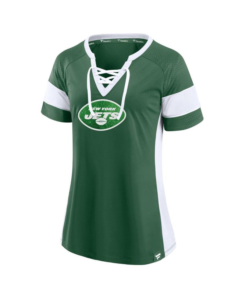 Women's Dark Green New York Jets Athena Lace-Up Top