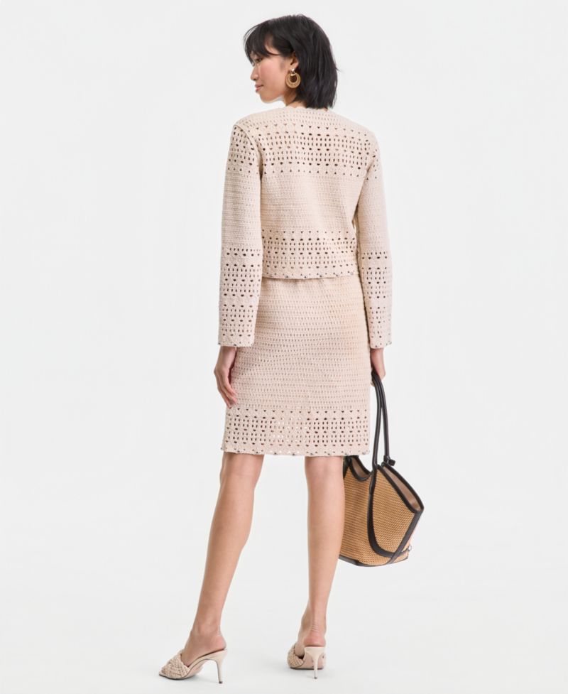 Women's Studded Cotton Crochet Sweater Skirt