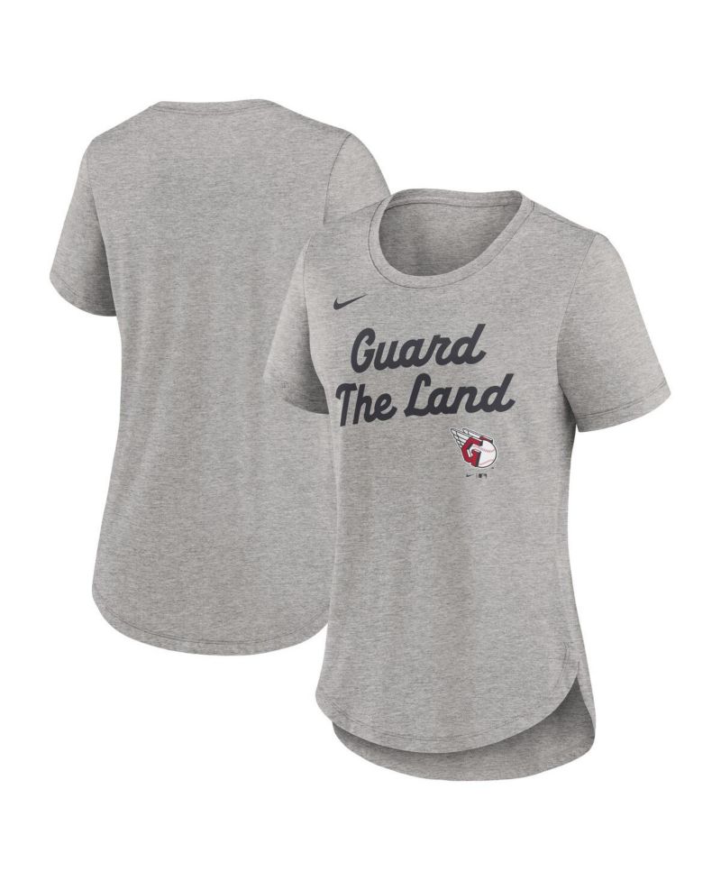 Women's Heather Gray Cleveland Guardians Script Tri-Blend T-Shirt