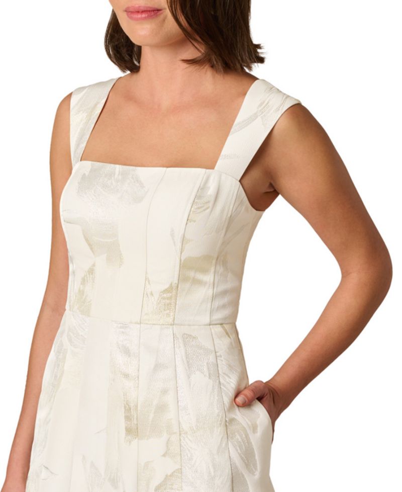 Women's Metallic Square Neck Ball Gown