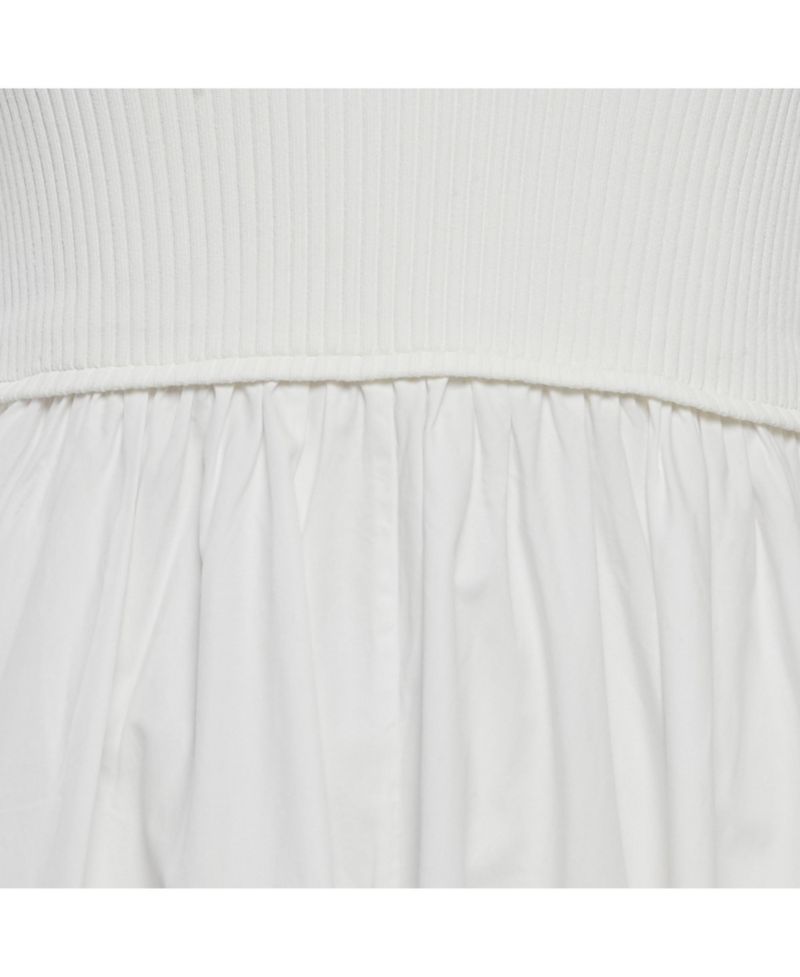 Women's Rib Knit And Poplin Scoop Neck Long Dress