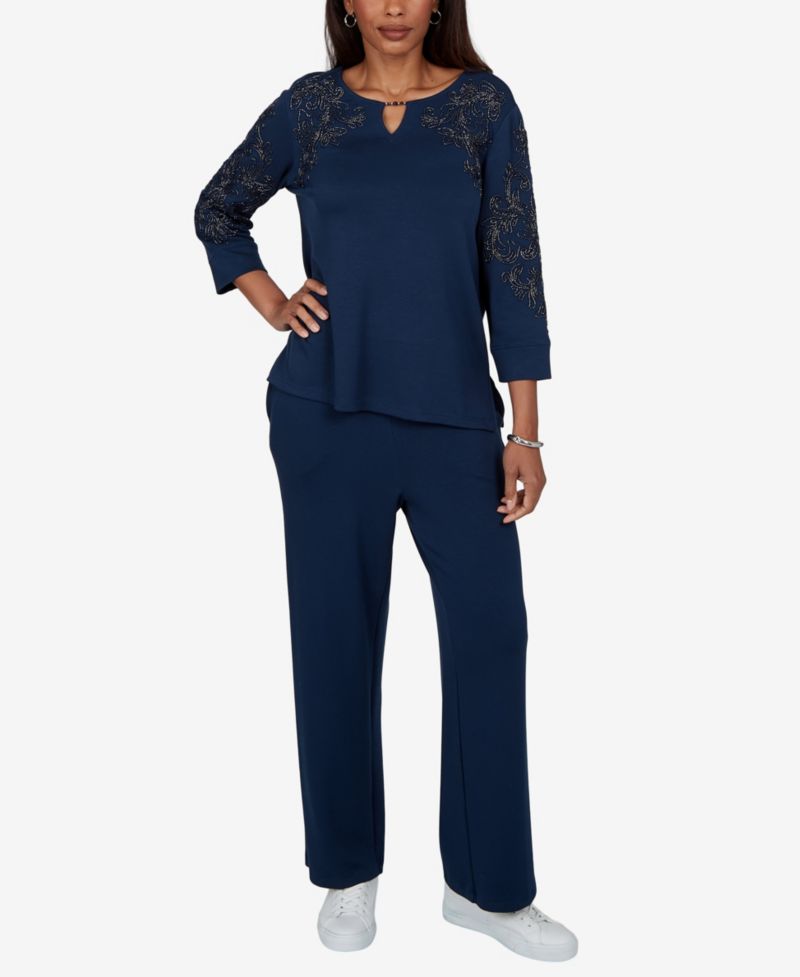 Women's Keyhole Neck Embellished Knit Top
