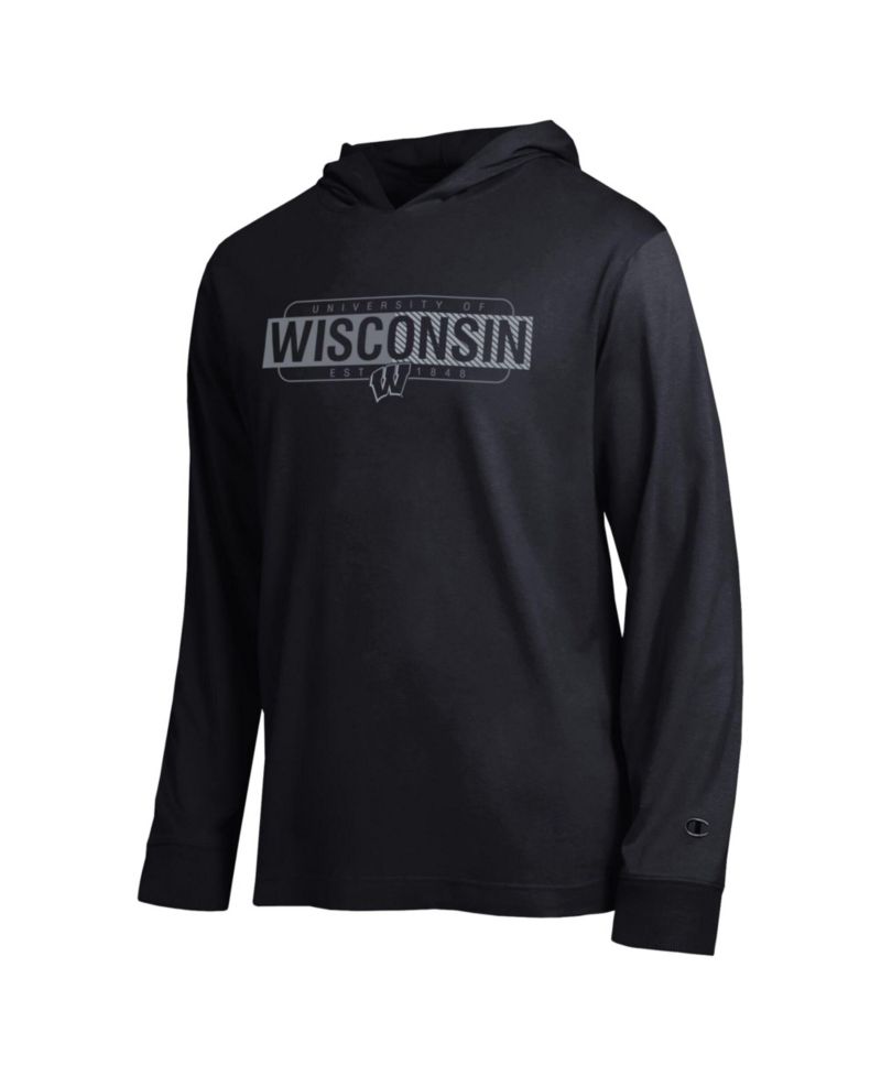 Men's Black Wisconsin Badgers Gradient All-Star Long Sleeve Hooded T-Shirt