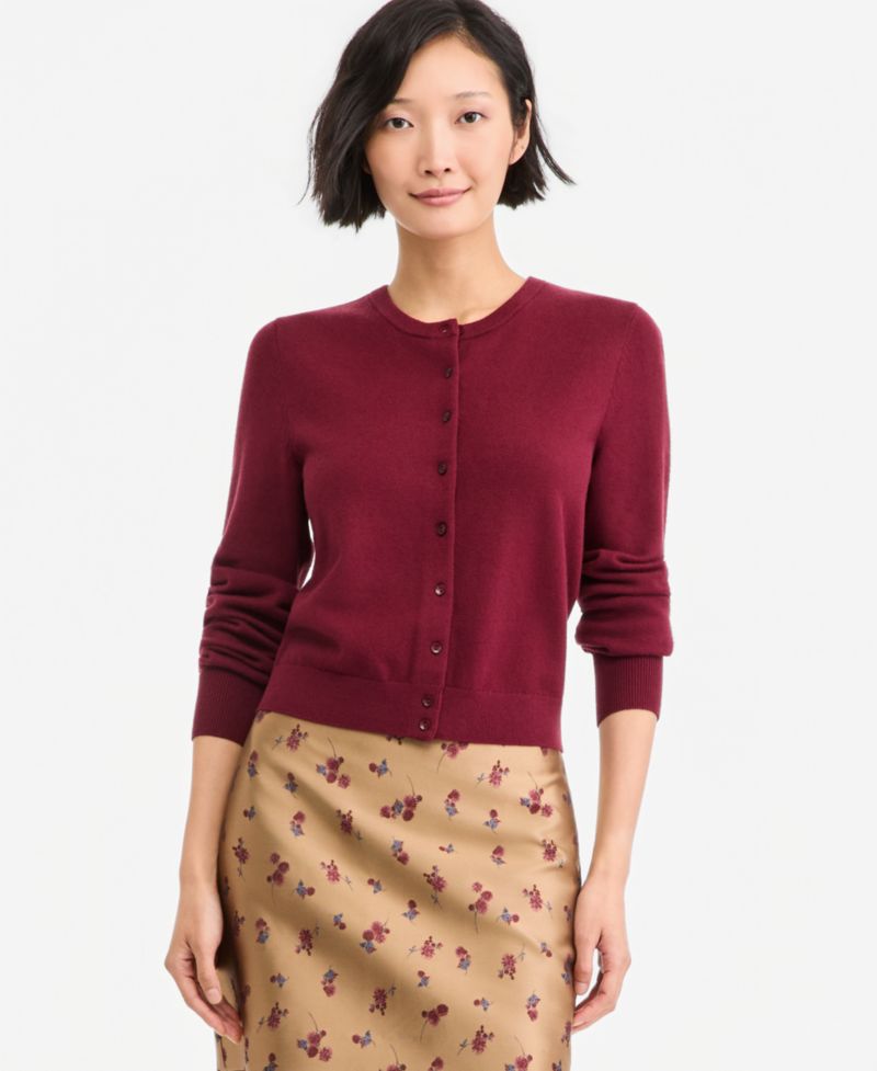 Women's Crewneck Long-Sleeve Cropped Cardigan