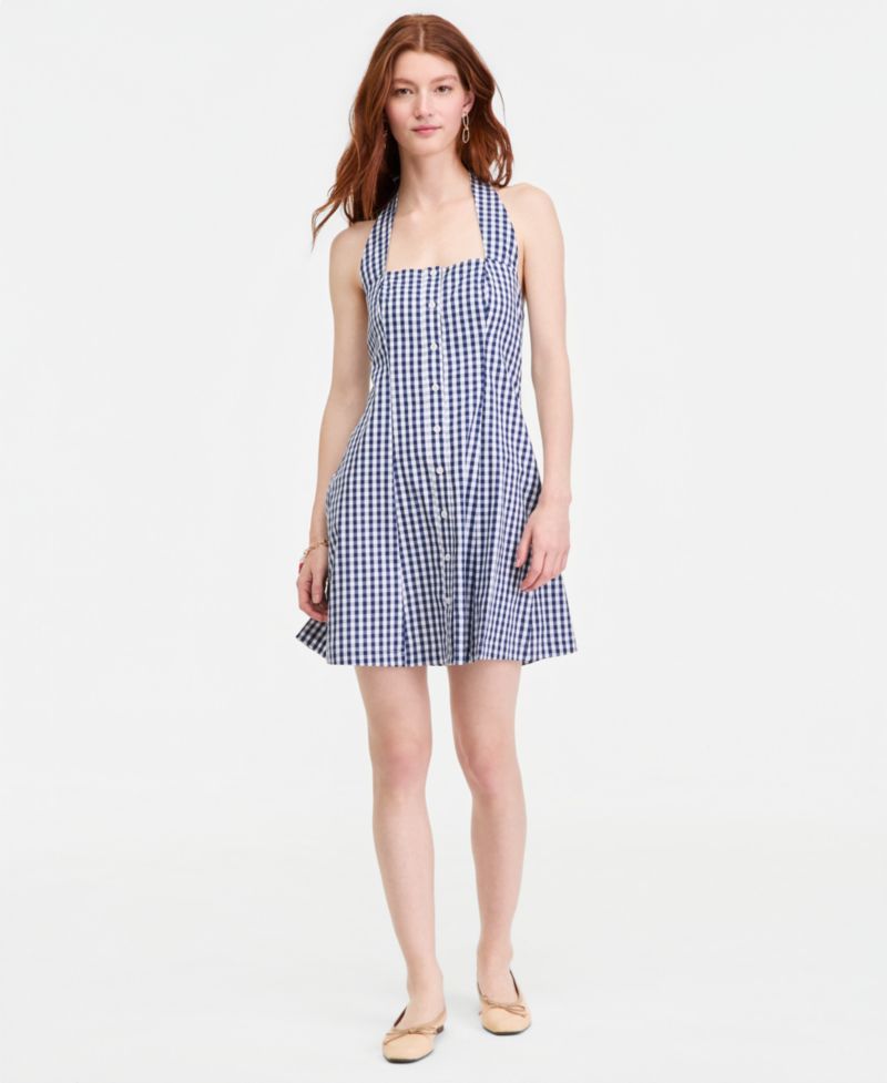 Women's Gingham Halter Mini Dress