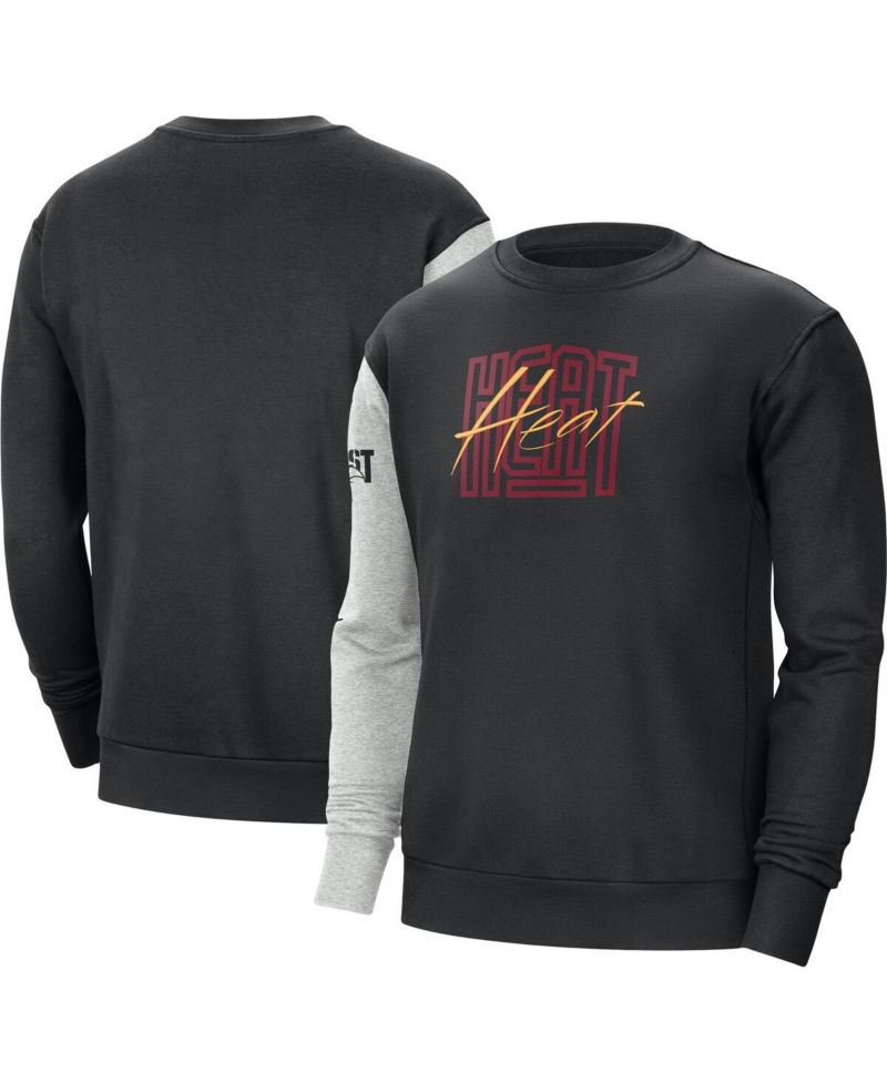 Men's Black/Heather Gray Miami Heat Courtside Versus Force Flight Pullover Sweatshirt