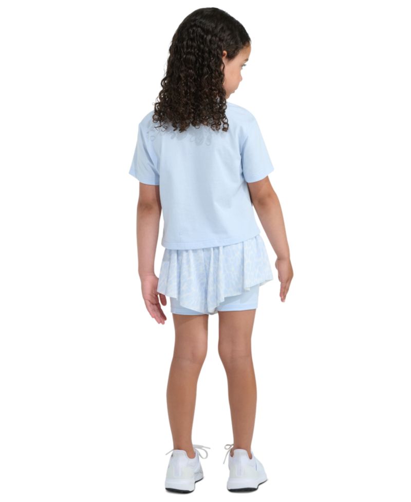 Girls' 2T-6X Short-Sleeve Graphic T-Shirt and Printed Flowy Shorts, 2-Piece Set