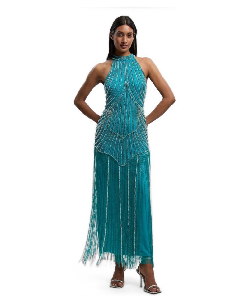 Women's Crystal Fringe Maxi Dress
