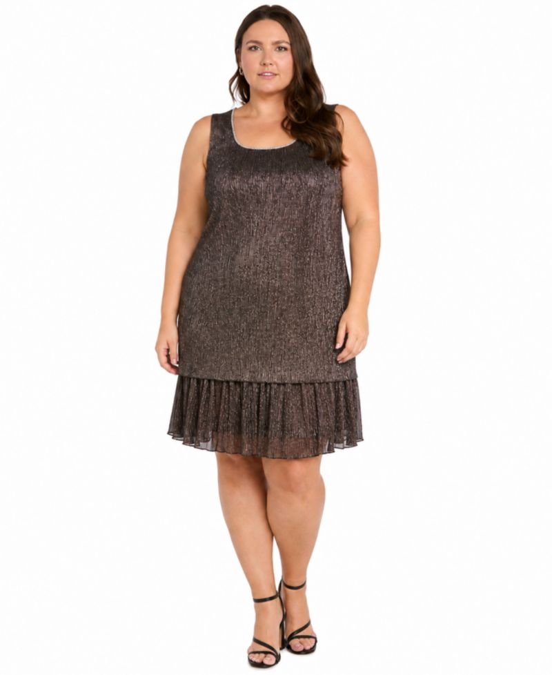 Plus Size Scoop Neck Dress & Open-Front Jacket, 2-Piece Set