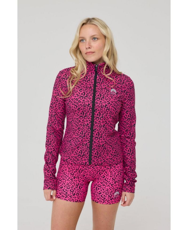 Women's Infinite Cropped Zipped Jacket - Pink Leopard