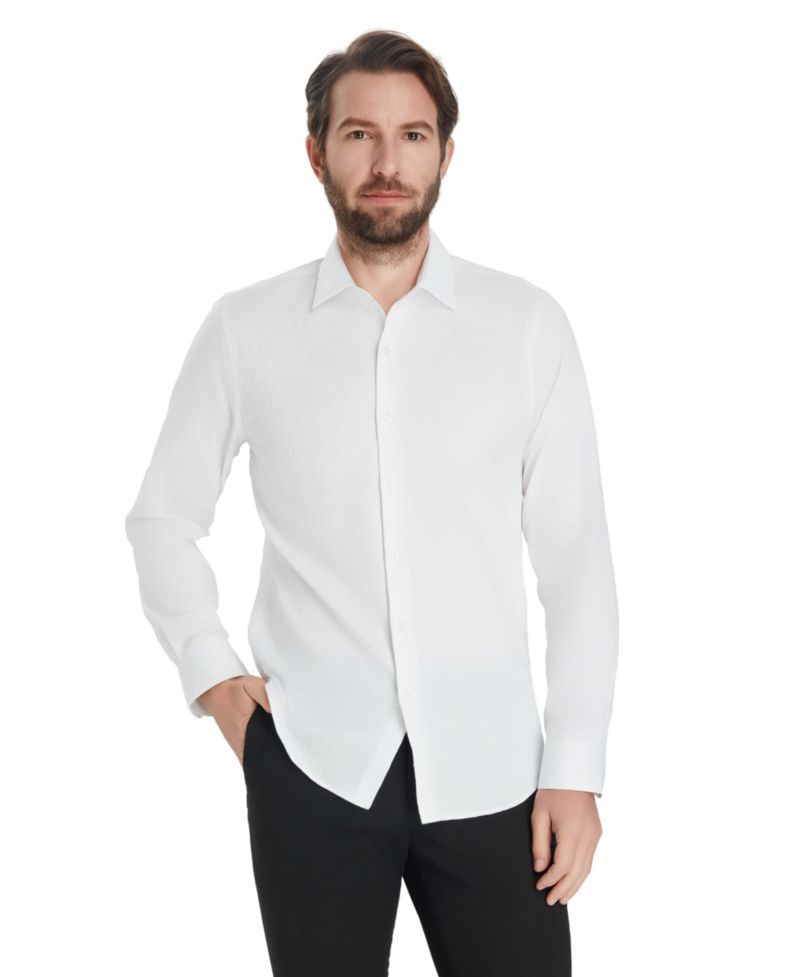 Men's Slim-Fit Leopard Print Dress Shirt