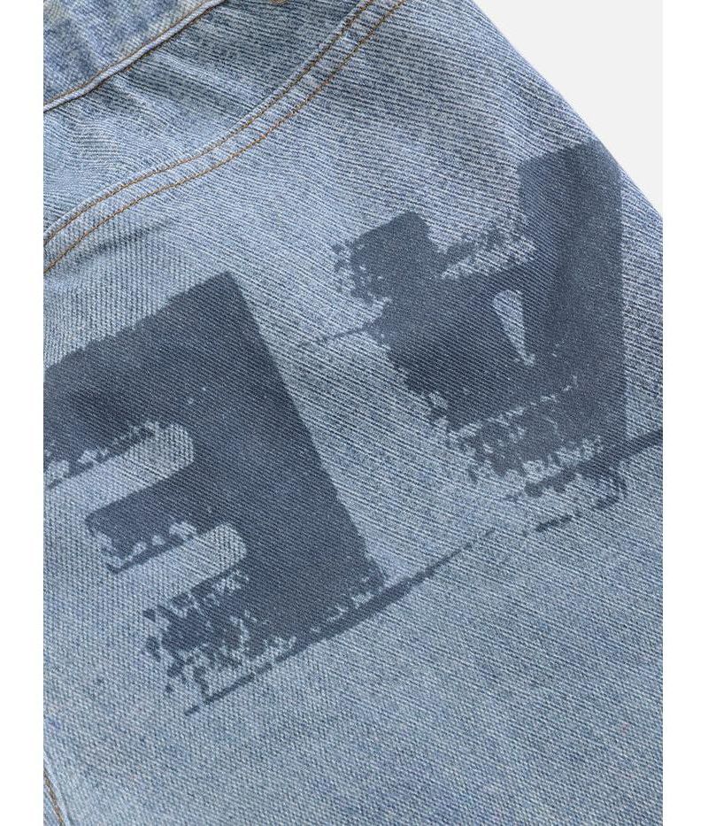 Men's Inverted Graphic Baggy Barrel Jeans