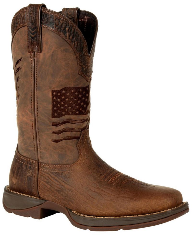 Men's Rebel by Brown Distressed Flag Embroidery Western Boot