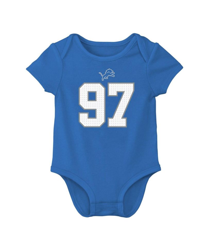 Baby Boys and Girls Aidan Hutchinson Blue Detroit Lions Player Name & Number Bodysuit