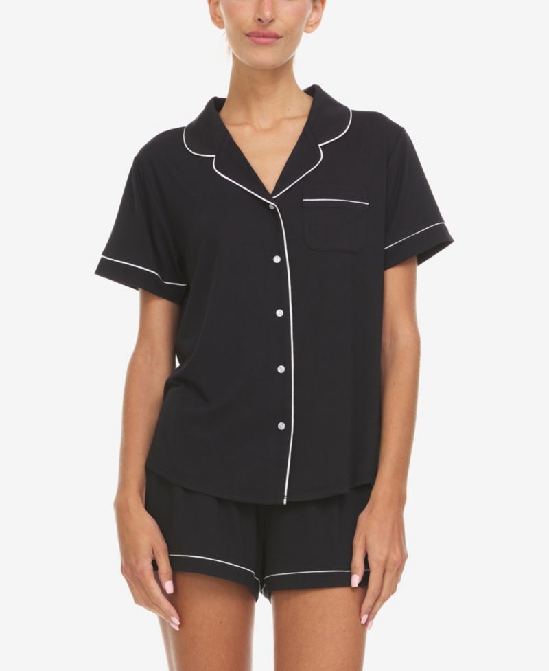 Women's Annie Button-Down Shorty Notch Pajama Set, 2-Piece