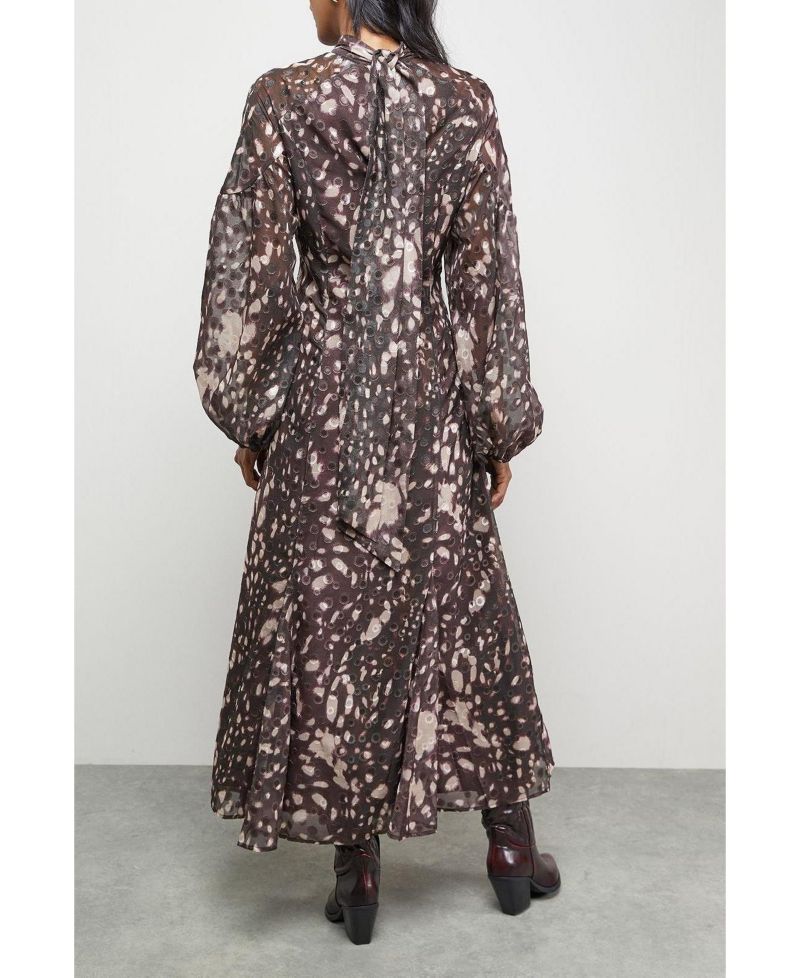 Women's Paisley Burnout Spot Godet Midi Dress