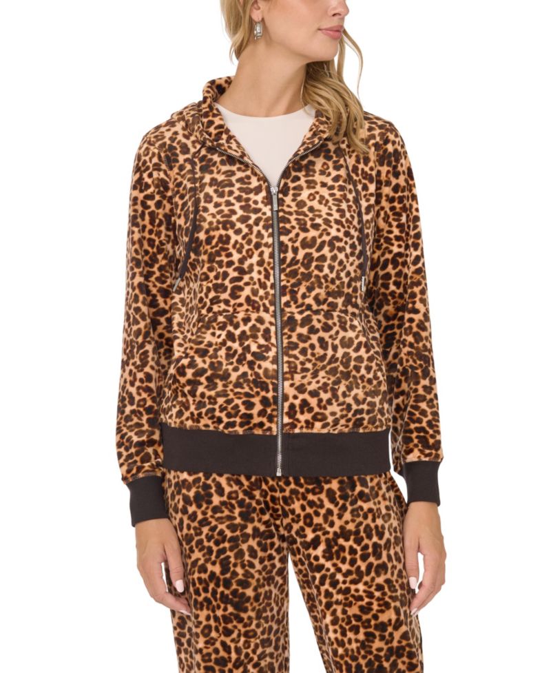 Women's Leopard-Print Zip Front Hoodie