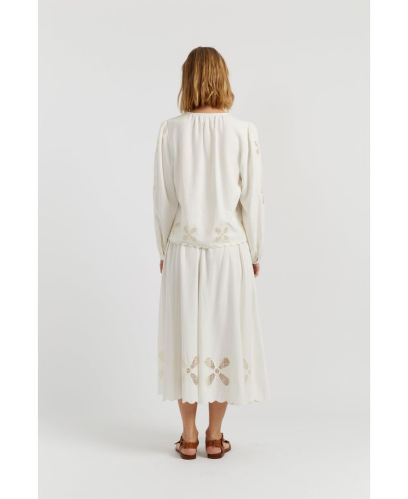 Women's Linen-Blend Broderie Blouse