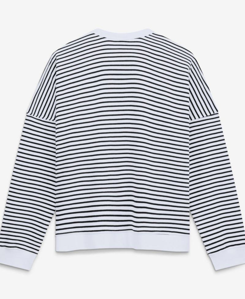 Women's White/Black Philadelphia Eagles Striped Oversized French Terry Sweatshirt