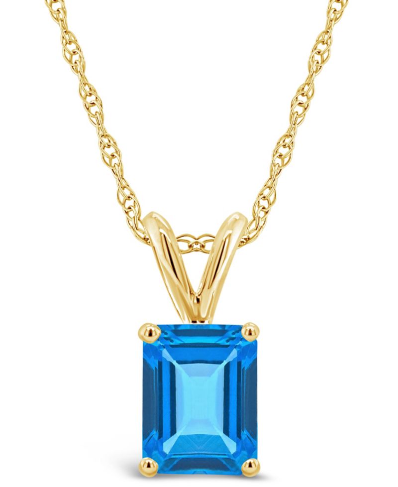 Blue Topaz (2 ct. t.w.) Pendant Necklace in 14K Yellow Gold