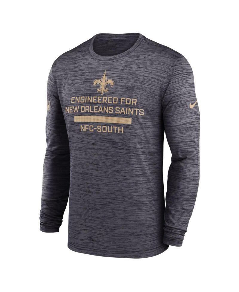 Men's Black New Orleans Saints Sideline Velocity Performance Long Sleeve T-Shirt