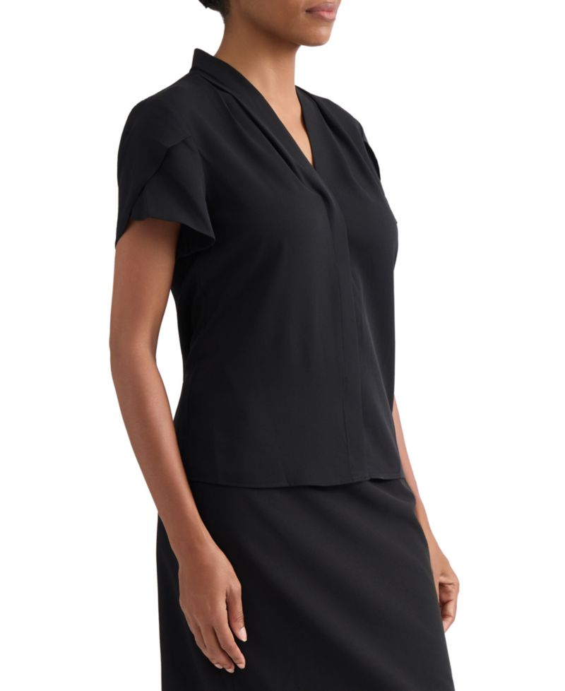 Petite Petal-Sleeve Blouse