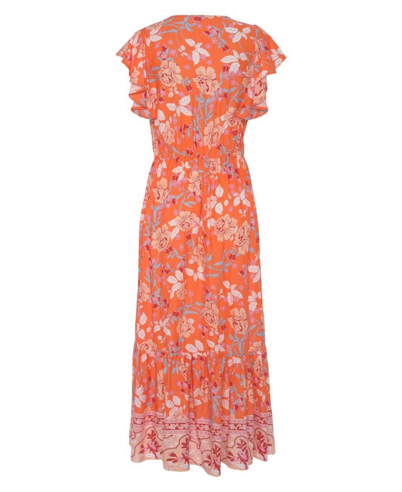 Women's Viscose Floral Print Surplice-Neck Maxi Dress