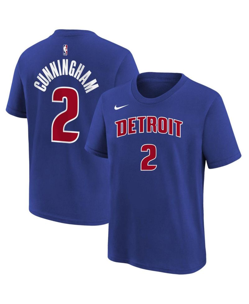 Big Boys and Girls Cade Cunningham Blue Detroit Pistons Icon Name & Number T-Shirt