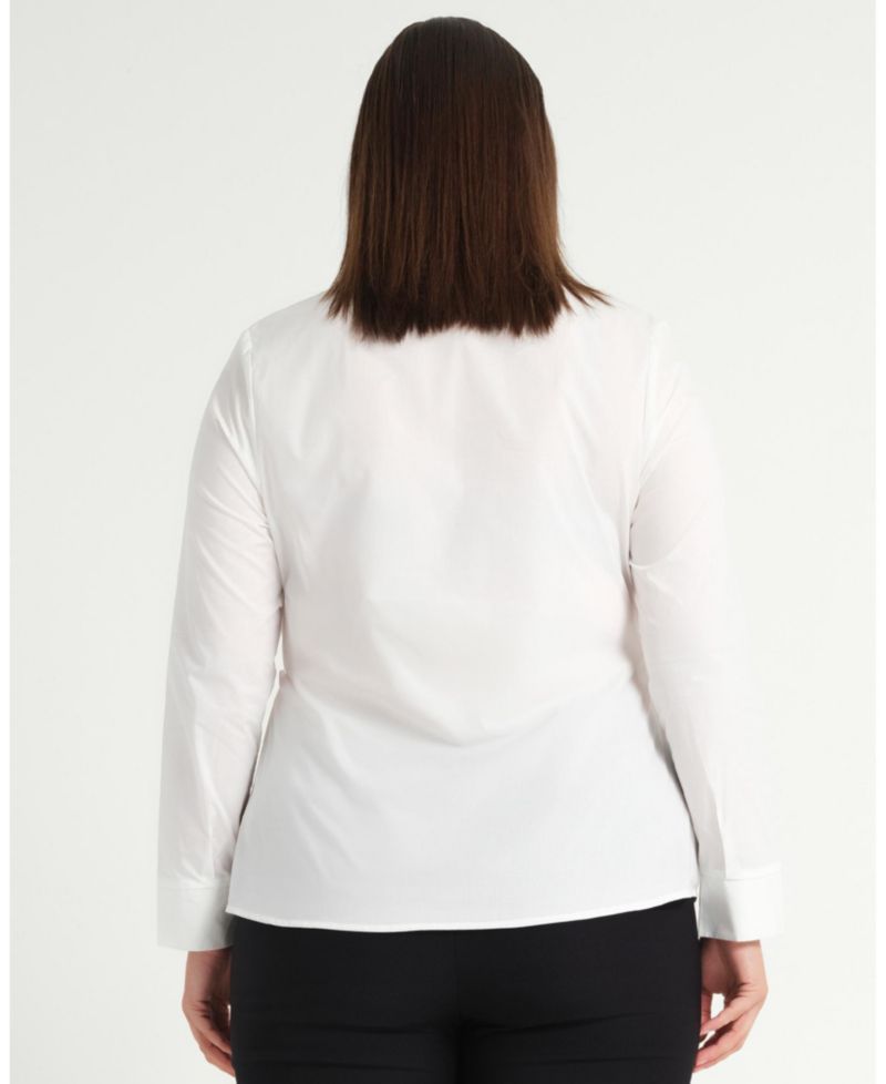 Plus Size Leo Collared V-Neck Button Tie-Front Shirt