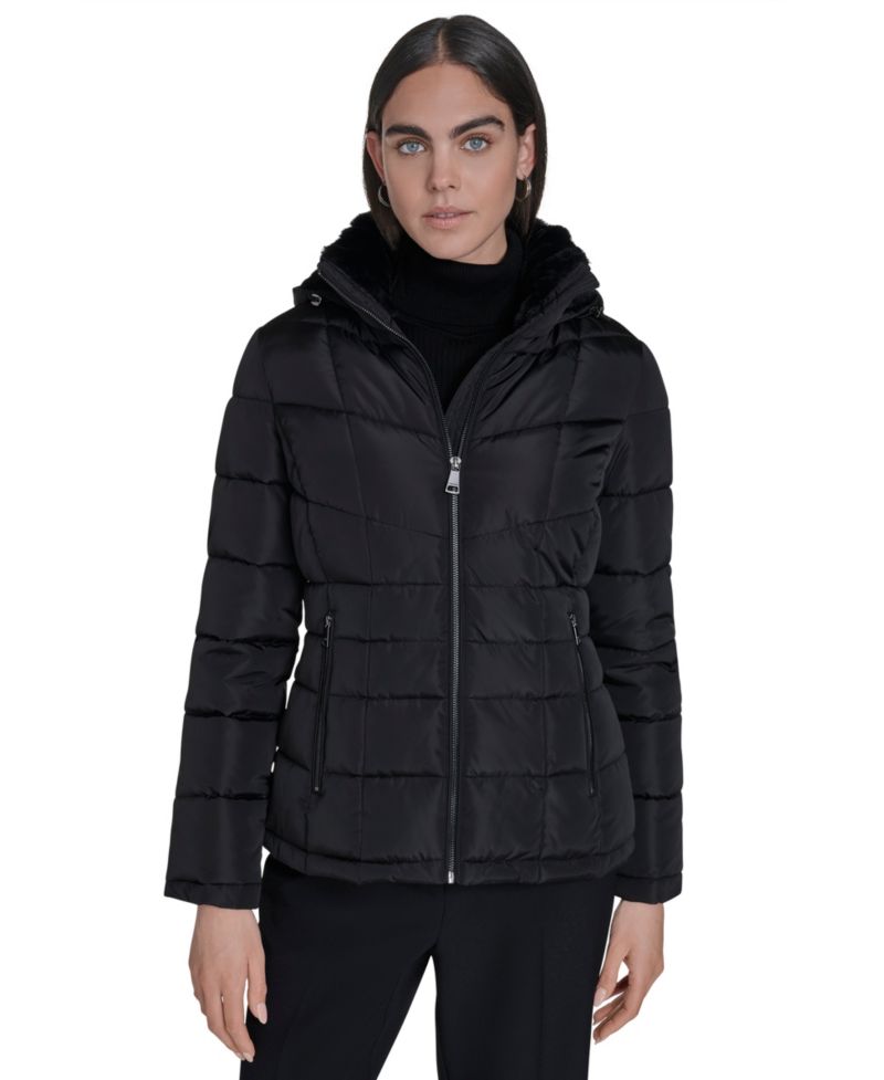 Women's Stand Collar Lined Puffer Jacket