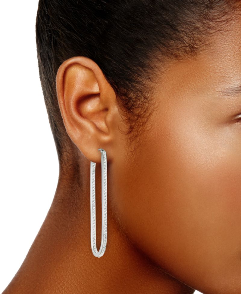 Crystal Pav&eacute; Inside Out Paperclip Hoop Earrings