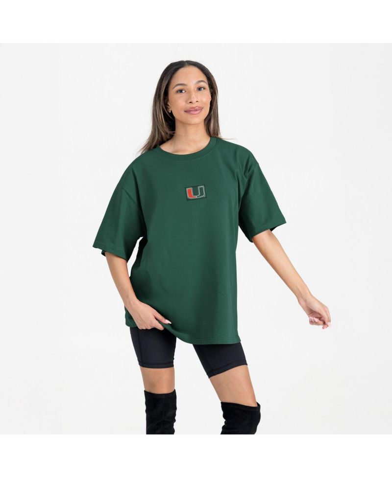 Women's Green Miami Hurricanes Oversized Back at Ya T-Shirt