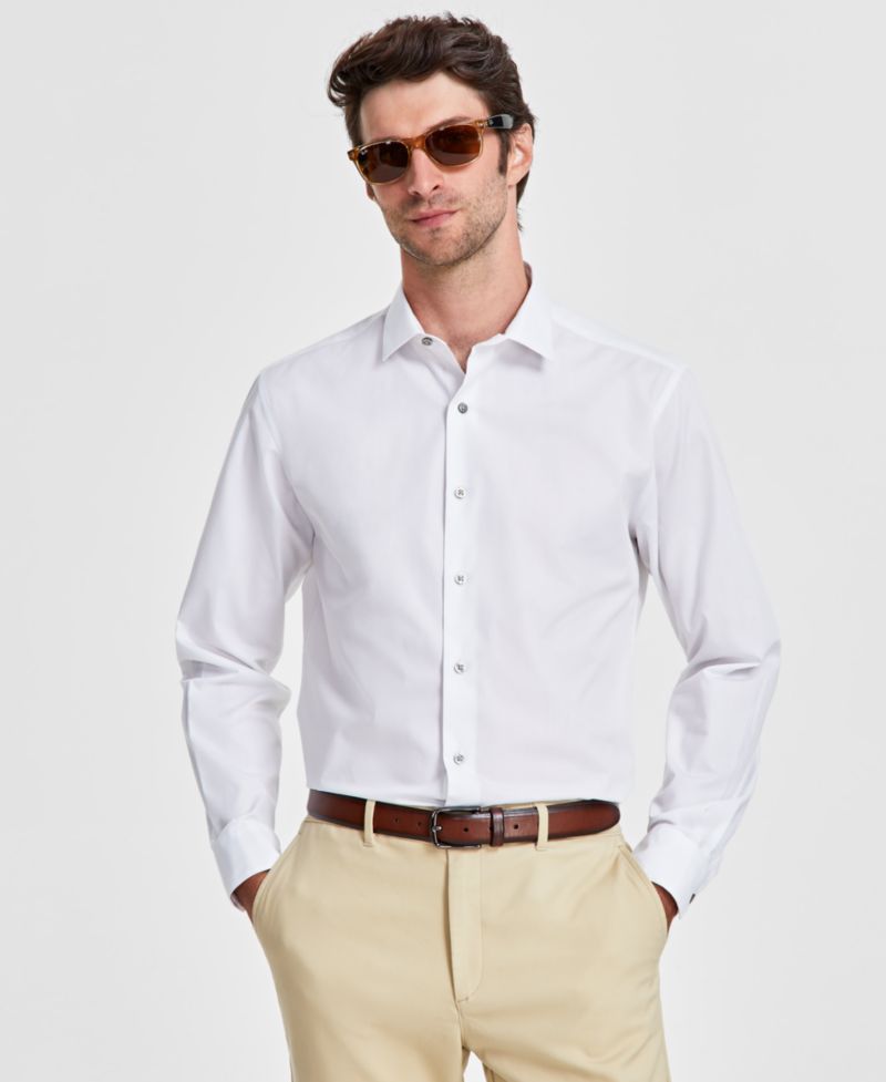 Men's Slim-Fit Solid Dress Shirt