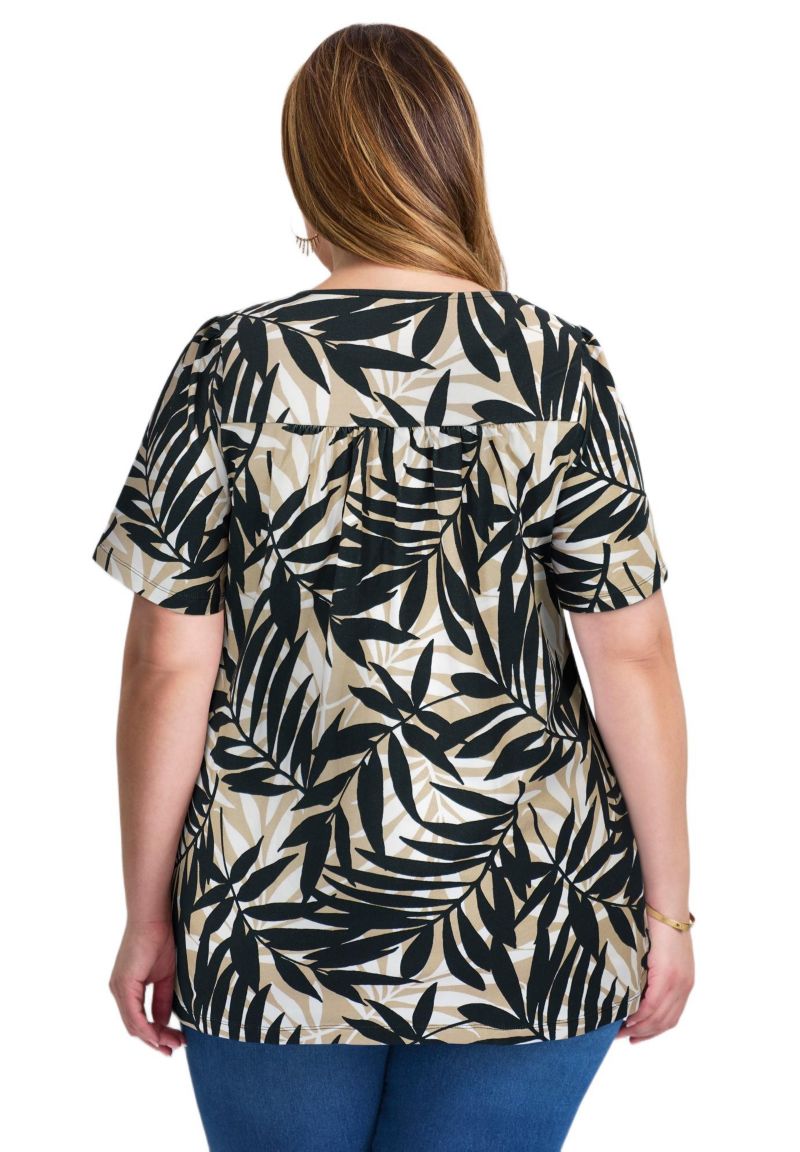 Women's Plus Size Smocked Squareneck Top