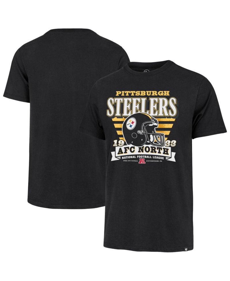 Men's Black Pittsburgh Steelers Stripe Splash Franklin Throwback T-Shirt