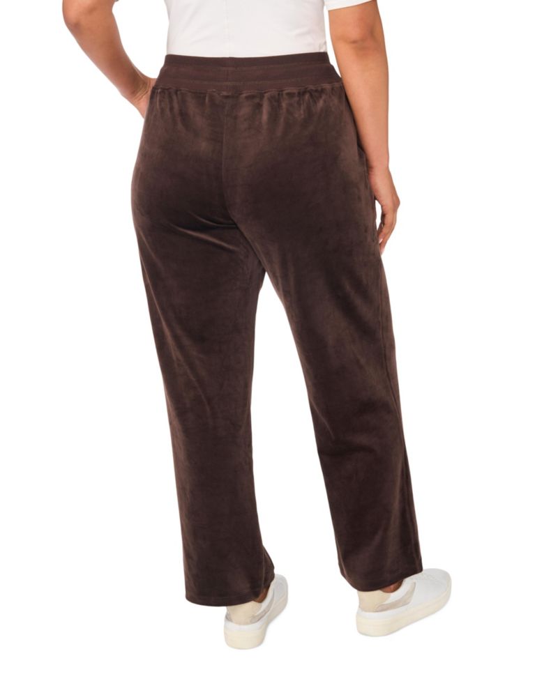 Plus Size Velour Drawstring-Waist Straight-Leg Pants