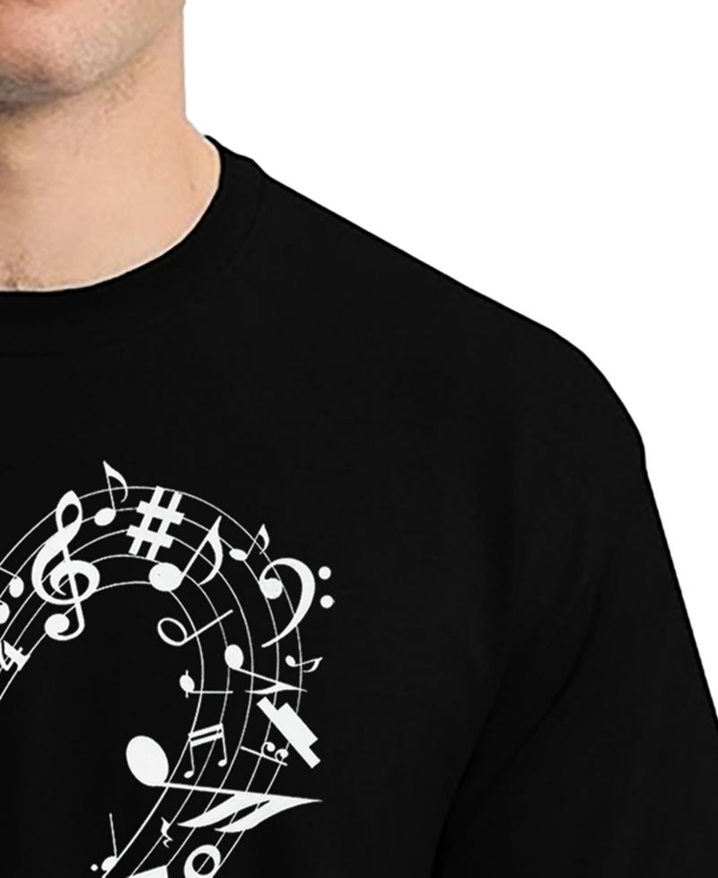 Men's Music Notes Heart Word Art T-Shirt