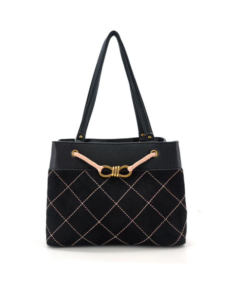 Velvet Bow Knot Medium Satchel Bag