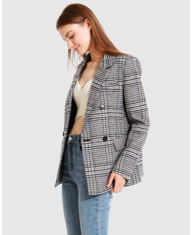 Piccadilly Wool Blend Plaid Blazer