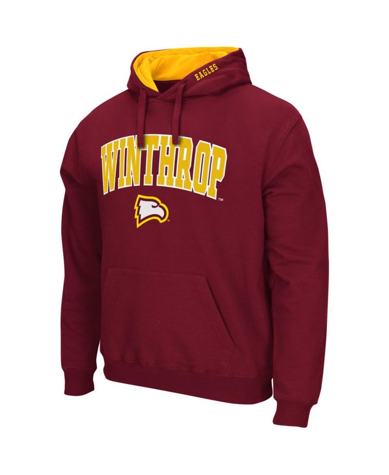Men's Red Winthrop Eagles Arch and Logo Pullover Hoodie